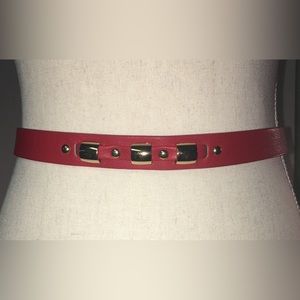 KENNETH COLE REACTION Red Women’s Belt With Goldtone Embellishments